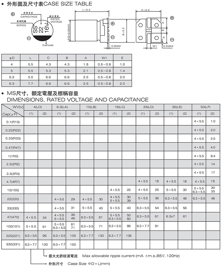 220uf片式铝电解电容